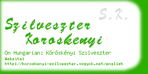szilveszter koroskenyi business card
