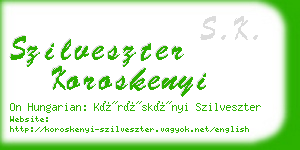 szilveszter koroskenyi business card